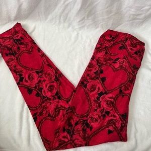 LuLaRoe Leggings, Heart and Rose Pattern